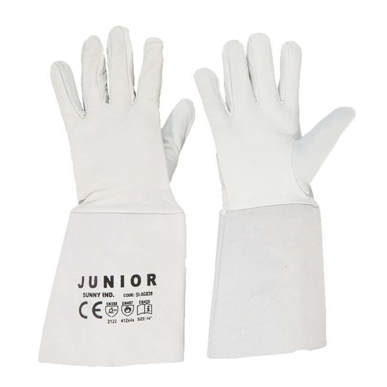 Junior JN114 argon eldiven no 10 35 cm kuzu derisi beyaz kaynakçı eldiveni