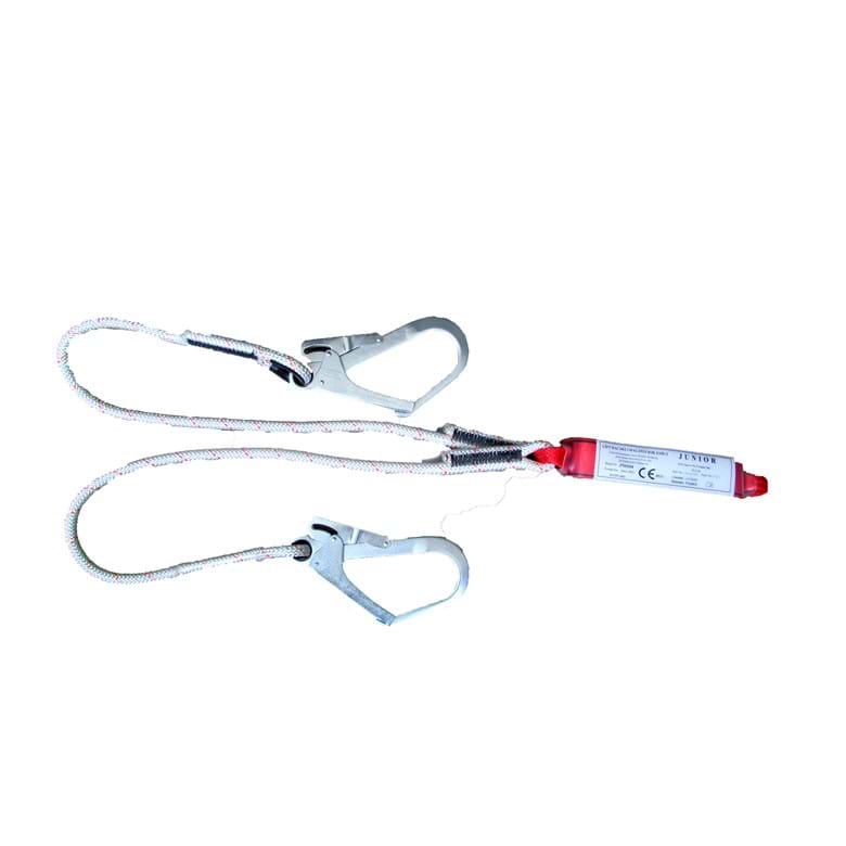 Junior JN6104 çift bacaklı şok emici lanyard EN355 sertifikalı çelik karabinalı